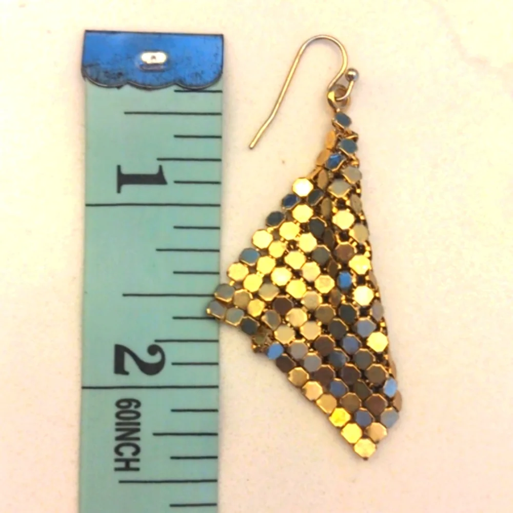 Gold Mesh Diamond Dangle Earrings